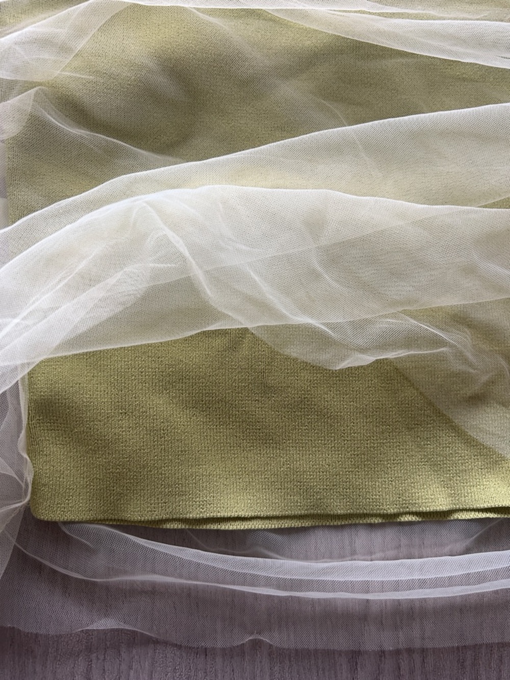 Zara Sheer Layered Top in Light Lime and Ivory - Picture 3 of 5